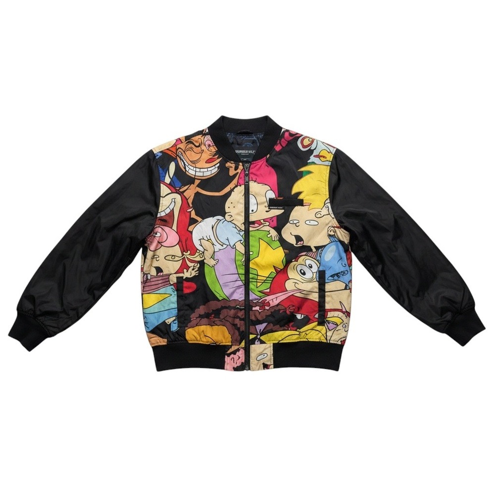 Members Only x Nickelodeon Reversible Bomber Jacket Mens Large 90s Nicktoons